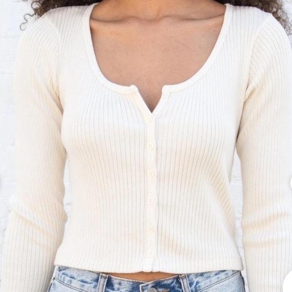 Brandy Melville White Button Up Long Sleeve